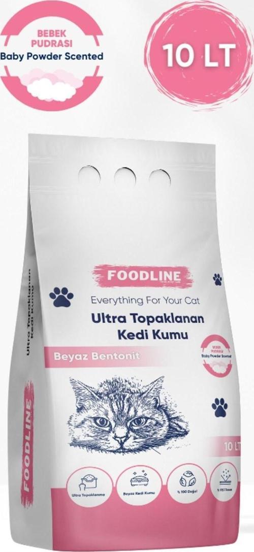 Bebek Pudrası Kokulu İnce Taneli Bentonit Topaklanan Kedi Kumu 10 Lt
