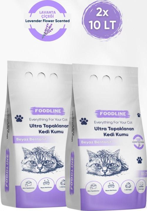 Lavanta Kokulu İnce Taneli Bentonit Topaklanan Kedi Kumu 10 Lt X 2 Adet
