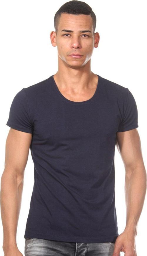 Erkek Lacivert Bisiklet Yaka Basic Kısa Kollu T-Shirt S