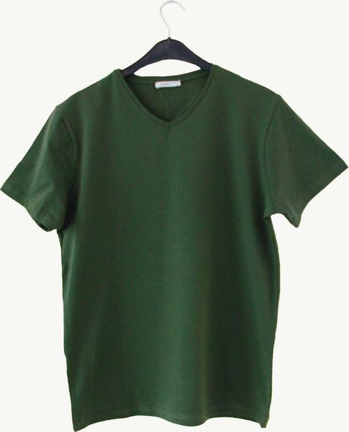 Erkek Yeşil V Yaka Basic Kısa Kollu T-Shirt L