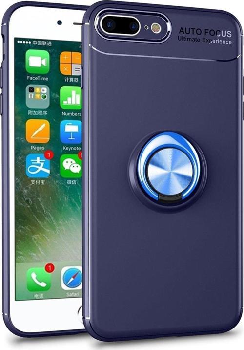 Apple iPhone 8 Plus Kılıf Renkli Yüzüklü Manyetik Silikon Kapak Mavi - Mavi
