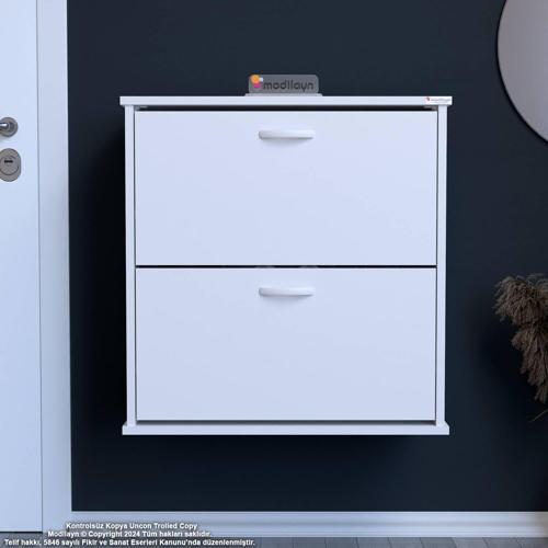 UMAY Asma Antre 72 x 74 x 25,5 cm’lik 2 Düşer Kapak 4 Göz Bölmeli Ayakkabılık