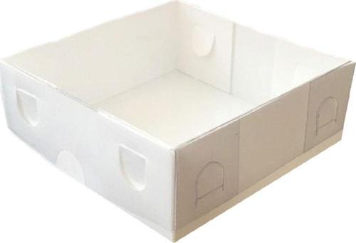 Asetat Kapaklı Karton Kutu  10X10X3 CM (50 Adet)  Beyaz