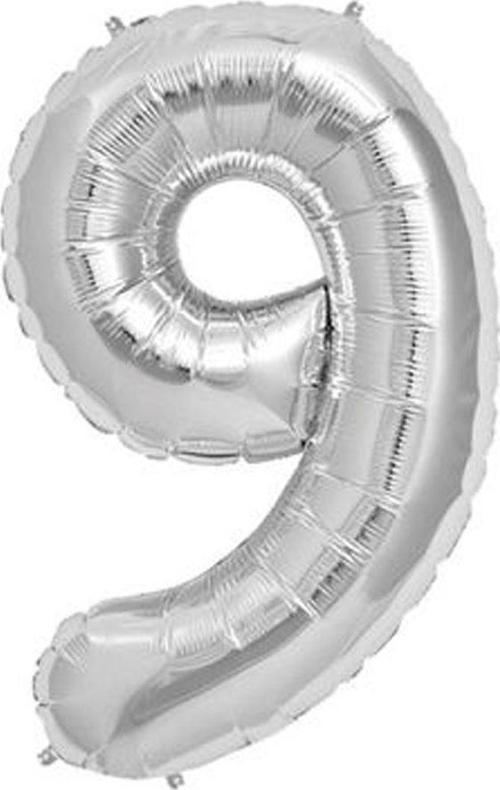 Folyo Balon Rakam 90 Cm Gümüş Renk 9 Yaş İçin