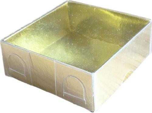 Asetat Kapaklı Karton Kutu 6X6X2.5 CM (50 Adet)  Gold
