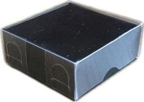 Asetat Kapaklı Karton Kutu 6X6X2.5 CM (50 Adet)  Siyah