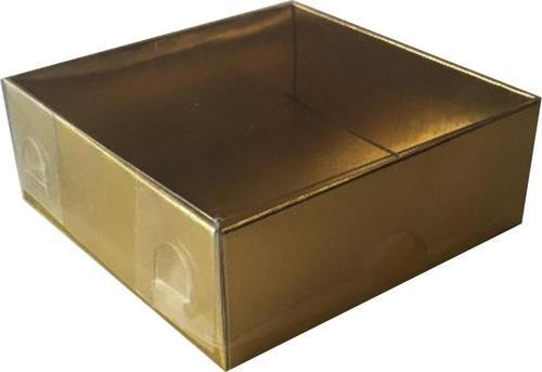 Asetat Kapaklı Karton Kutu Düz Renk 8X8X3 (50 Adet)  Gold
