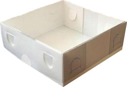 Asetat Kapaklı Karton Kutu Düz Renk 8X8X3 (50 Adet)  Krem