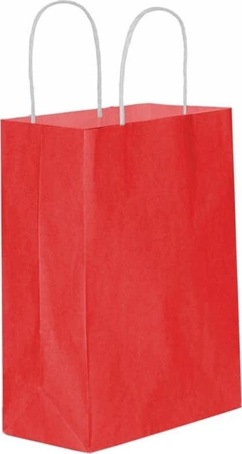 Kağıt Hediye Çantası Düz Renk Büyük Boy 25X31 CM (25 Adet)  Kırmızı