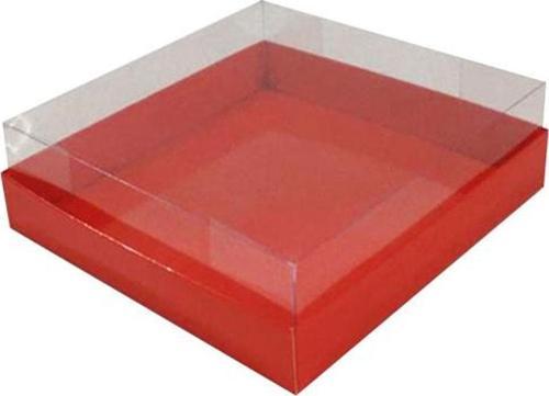 Asetat Kapaklı Karton Kutu Havlu Kutusu 20X20X5  CM (10 Adet)  Kırmızı