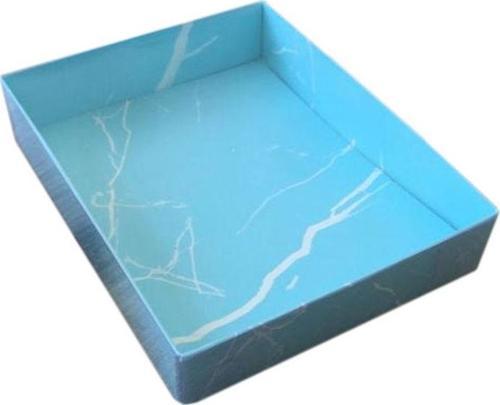 Asetat Kapaklı Karton Kutu Mermer Desenli 12X15X3 CM (10 Adet)  Mavi