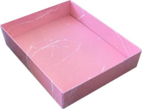 Asetat Kapaklı Karton Kutu Mermer Desenli 12X15X3 CM (10 Adet)  Pembe