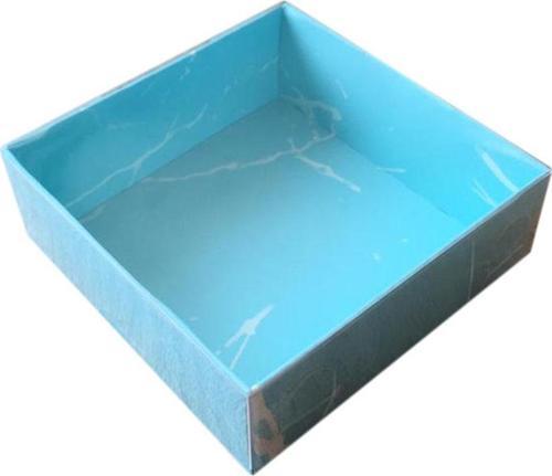 Asetat Kapaklı Karton Kutu Mermer Desenli 8X8X3 (50 Adet)  Mavi