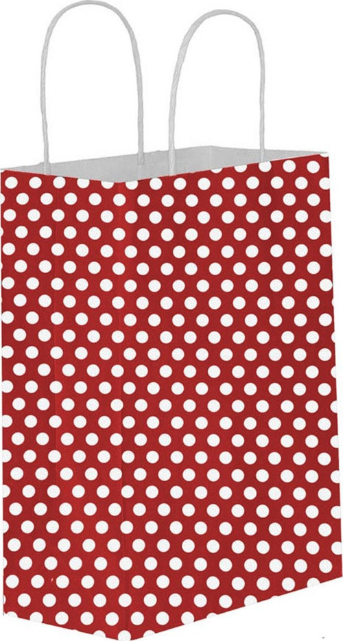 Kağıt Hediye Çantası Puantiyeli Büyük Boy 25X31 CM (25 Adet) Puantiyeli Kırmızı