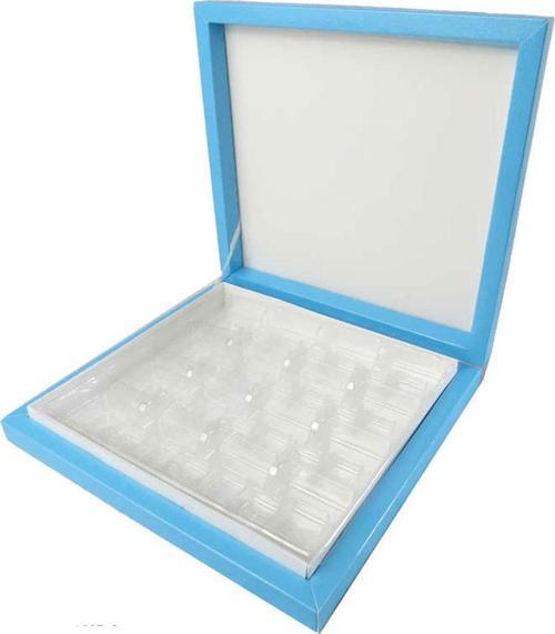 Karton Çikolata Kutusu 16&apos;lı Separatörlü 23.5 X 22.5 CM   Mavi