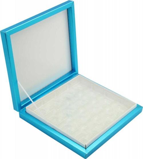 Karton Çikolata Kutusu 9 lu Separatörlü 18X19 CM  Mavi