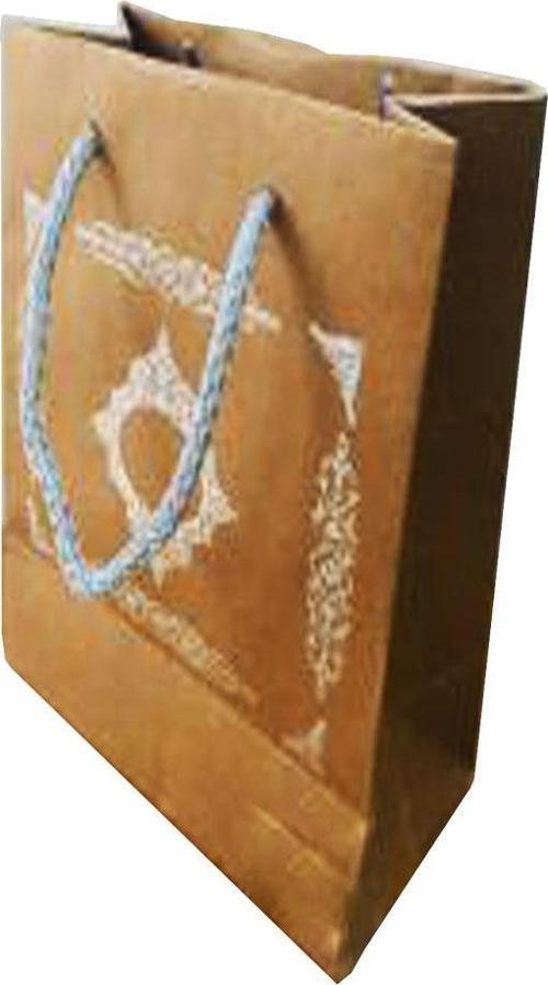 Karton İp Saplı Hediye Çantası Saray Desenli Gümüş 12X17 25 Adet  Kraft