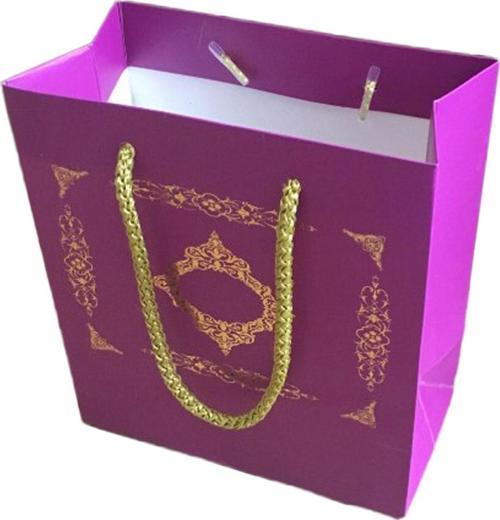 Karton Hediye Çantası GOLD Saray Desenli 20X20X10 CM (10 Adet)  Mor