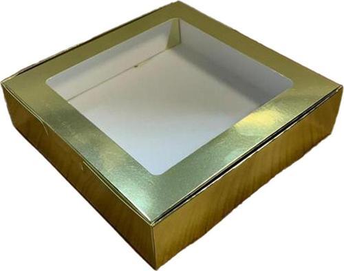 Karton Kutu Pencereli  Havlu Kutusu 25X25X5 (10 Adet)  Gold