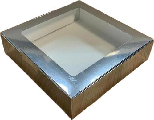 Karton Kutu Pencereli  Havlu Kutusu 25X25X5 (10 Adet)  Gümüş