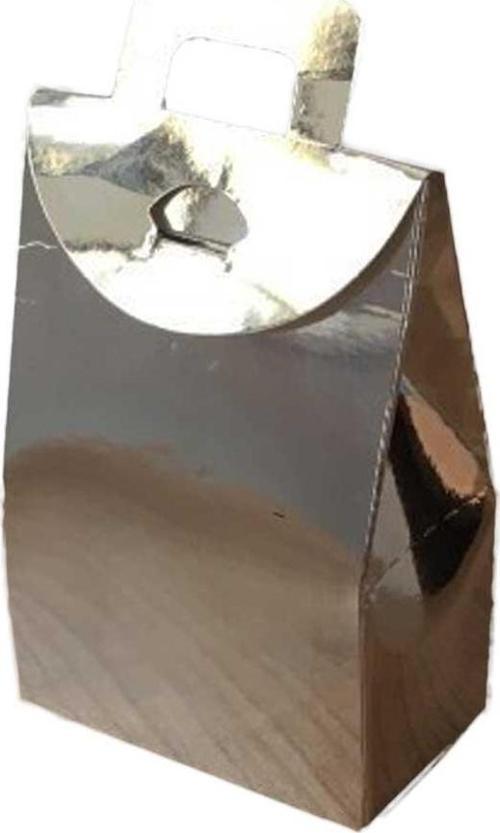 Kına Ve Çerez Çantası Karton DÜZ 7.5X11X4  CM (20 Adet)  Gümüş