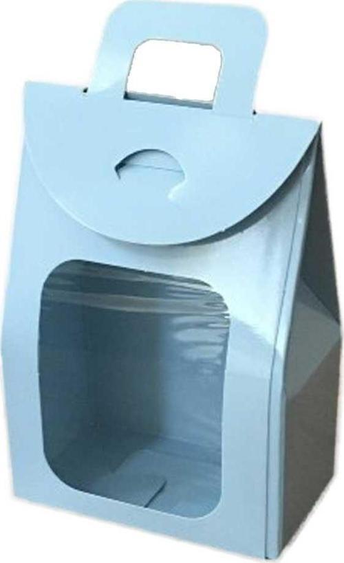 Kına Ve Çerez Çantası Pencereli Karton 7.5X11X4 (20 Adet)  Mavi