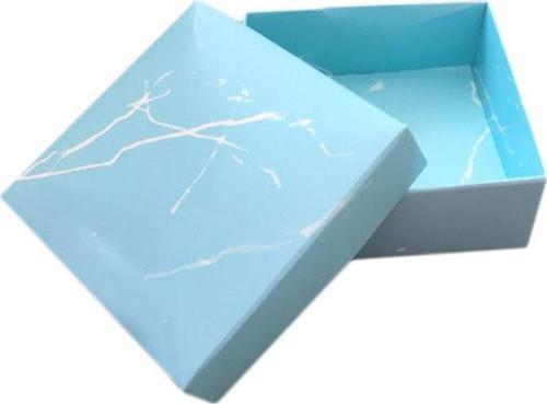 Komple Karton Kutu Mermer Desenli 8X8X3 CM (50 Adet)  Mavi