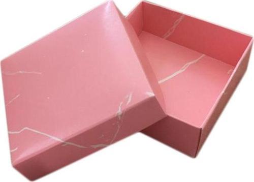 Komple Karton Kutu Mermer Desenli 8X8X3 CM (50 Adet)  Pembe