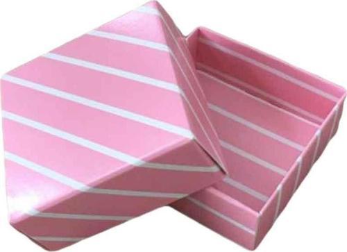 Komple Karton Kutu 5X5X2.2 CM (50 Adet)  Çizgili Pembe