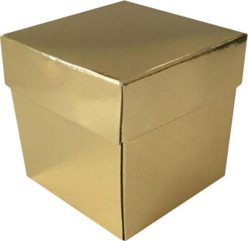 Metalize Parlak Komple Karton Kutu Düz Renk 6X6X6 CM (25 Adet)  Gold