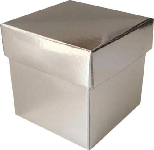 Metalize Parlak Komple Karton Kutu Düz Renk 6X6X6 CM (25 Adet)  Gümüş