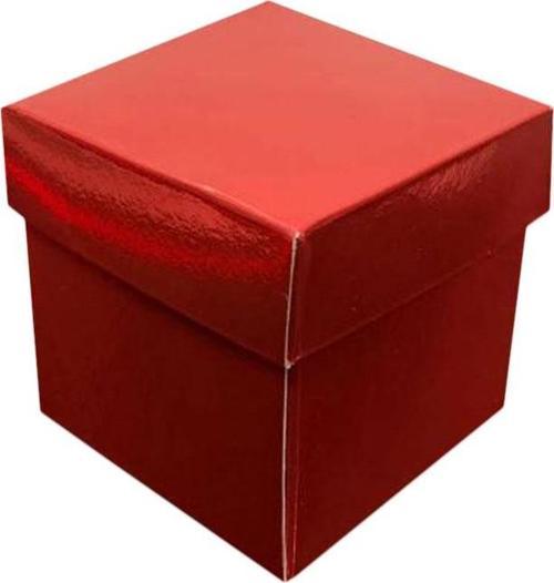 Metalize Parlak Komple Karton Kutu Düz Renk 6X6X6 CM (25 Adet)  Kırmızı