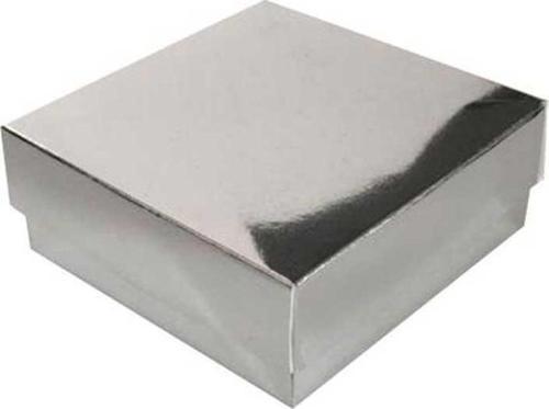 Komple Karton Kutu Düz Renk 6X6X2.5 CM (25 Adet)  Gümüş