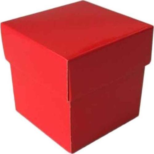 Komple Karton Kutu Düz Renk 6X6X6 CM (25 Adet)  Kırmızı