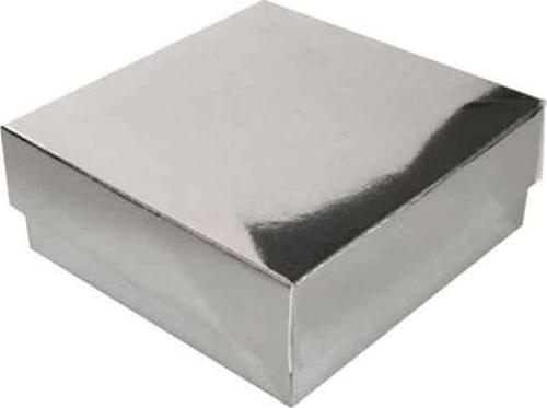 Komple Karton Kutu Düz Renk 7X7X2.2 CM (25 Adet)  Gümüş