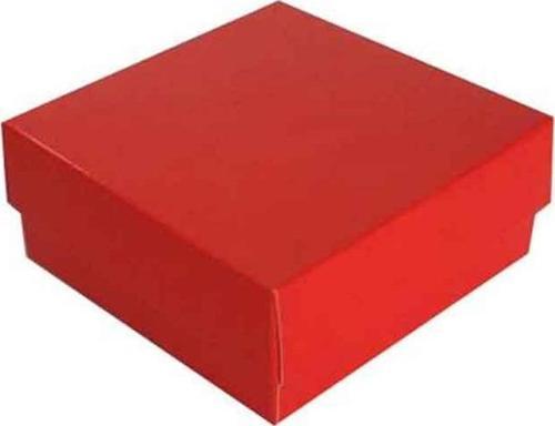 Komple Karton Kutu Düz Renk 7X7X2.2 CM (25 Adet)  Kırmızı