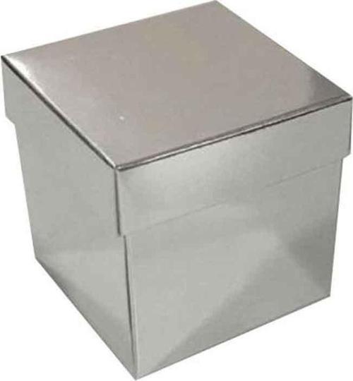 Komple Karton Kutu Düz Renk 7X7X7 CM (25 Adet)  Gümüş