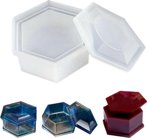 Silikon Reçine Altıgen Mücevher Saklama Kutusu Kalıp  8 CM