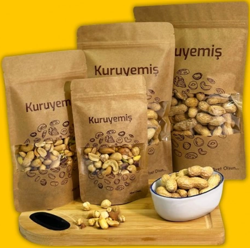 KURUYEMİŞ BASKILI PENCERELİ KAĞIT DOYPACK 20X30 1 KİLOGRAM 100 adet