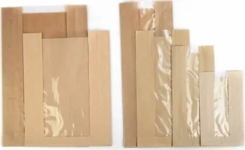 Çizgili Pencereli Şamua Baskısız Kese Kağıdı 12x20 cm 10 kg
