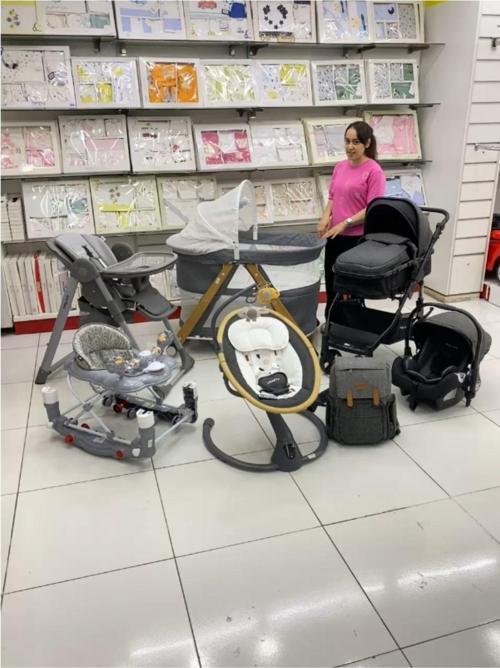 8 Parça Yeni Doğan Bebek Çeyiz Seti Anne Yanı Beşik Yürüteç Travel Bebek Arabası Mama Sandalyesi