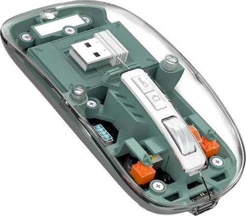 Sessiz Kablosuz Mouse, 2.4Ghz+Bluetooth 5.0 Şarj Edilebilir Mouse, 2400 Dpi Şeffaf Gaming Mouse