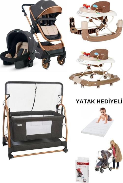 2024 Yeni Nesil Travel Bebek Arabası Yürüteç Anne Yanı Beşik Yağmurluk Hediyeli Çeyiz Seti