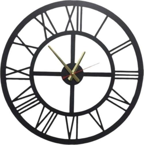 Dekoratif Metal Saat Roma Rakamlı Tablo Rustik Retro Kanvas Duvar Saati 42 Cm