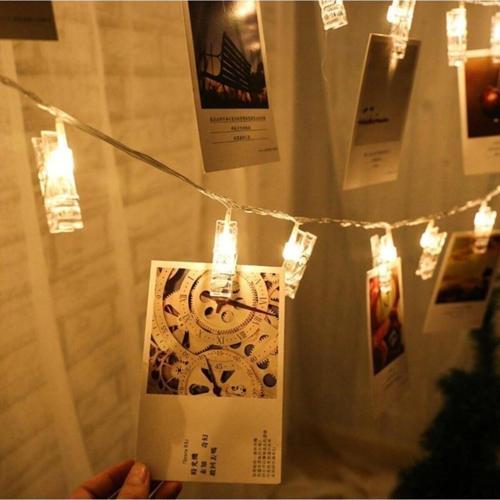 Şeffaf Kablolu Gün Işığı Renkli 20 Ampullü Asma Mandallı Ip Led -Pilli - 3 Metre