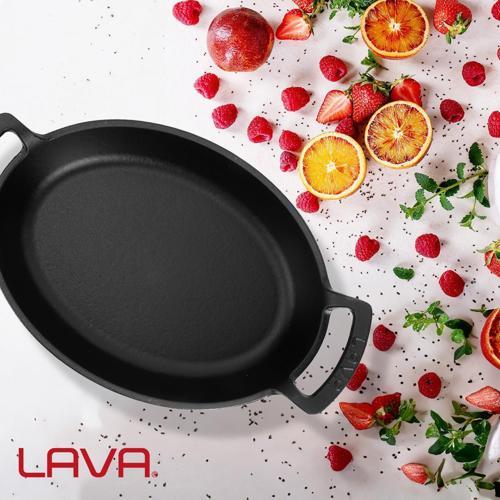 Döküm Oval Sahan Döküm Demir Yekpare Çift Kulplu Ölçü 23x17cm