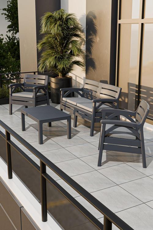 Santana 4 Kişilik Minderli Ergonomik Bahçe Balkon Teras 2+1+1 Sehpalı Oturma Grubu