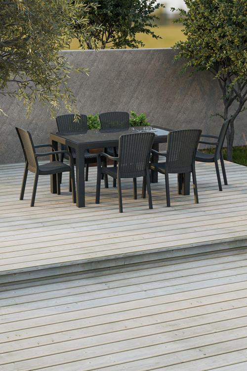 90X150 Cm Rattan 6 Kişilik Masa Takımı Camlı Sedan Sandalye Bahçe Teras Takımı Oturma Grubu