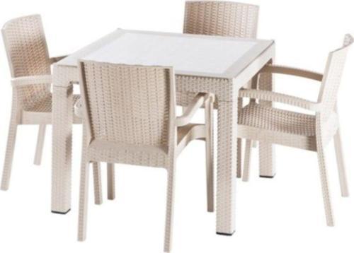 90X90 Rattan Bahçe Balkon Camlı Masa Takımı