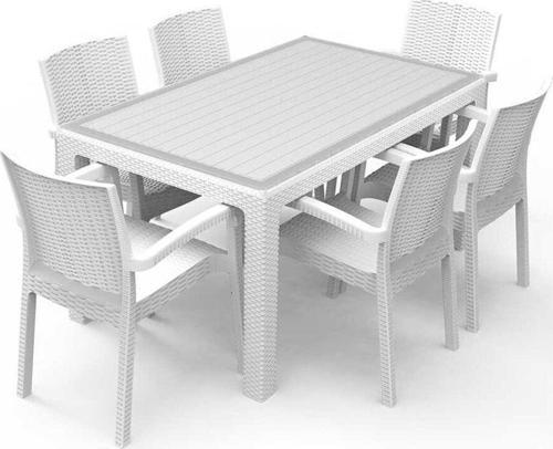 Rattan Trend Lüx 90*150 Camlı Masa Takımı 6 Kişilik